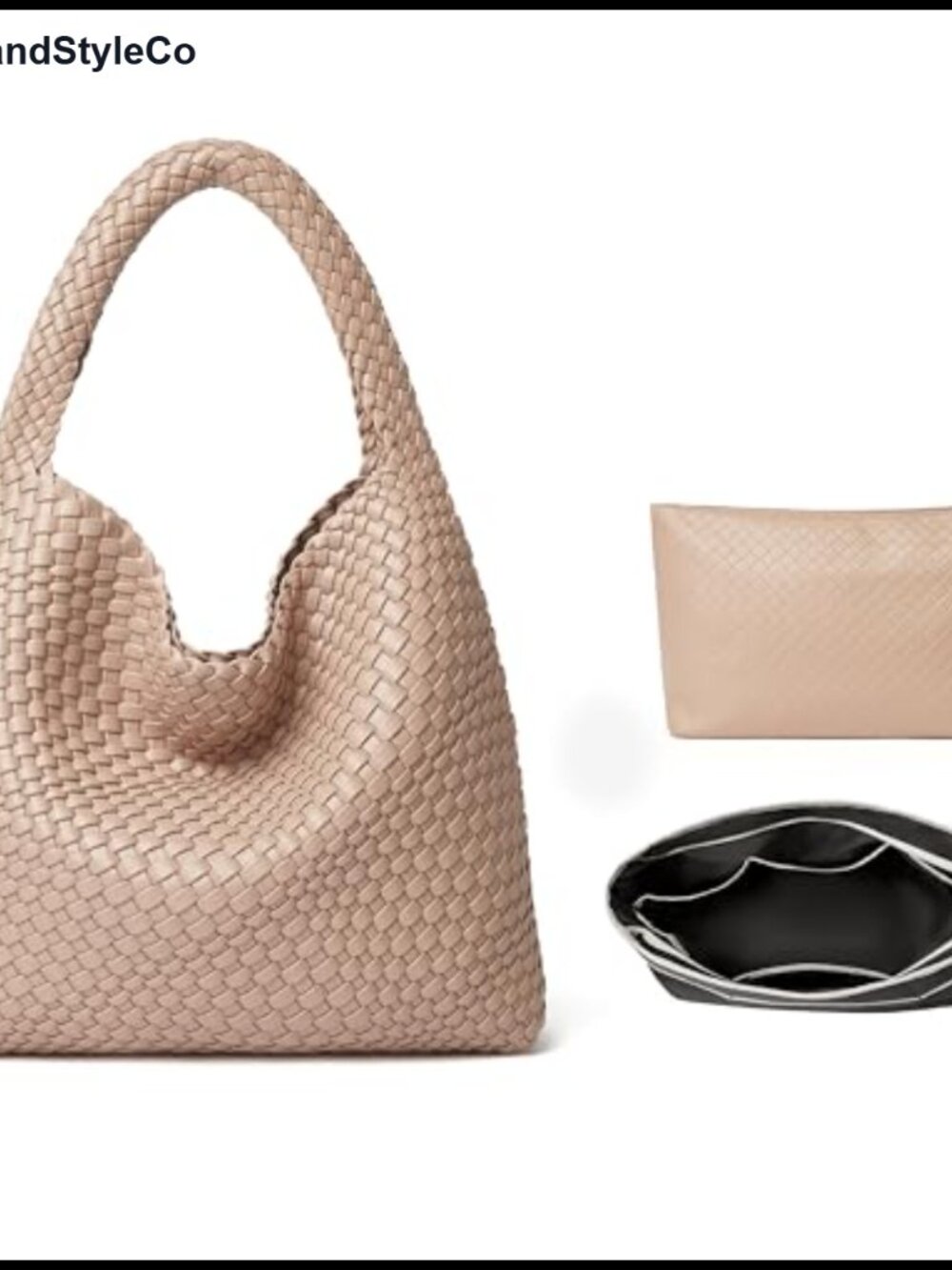 Faux Leather Woven Hobo Tote Bag with Magnetic Closure, Fits A4, Shoulder &